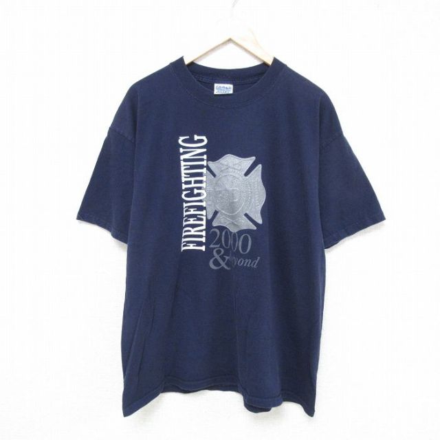 00s 半袖Tシャツ 消防署 ネイビー XL | 古着