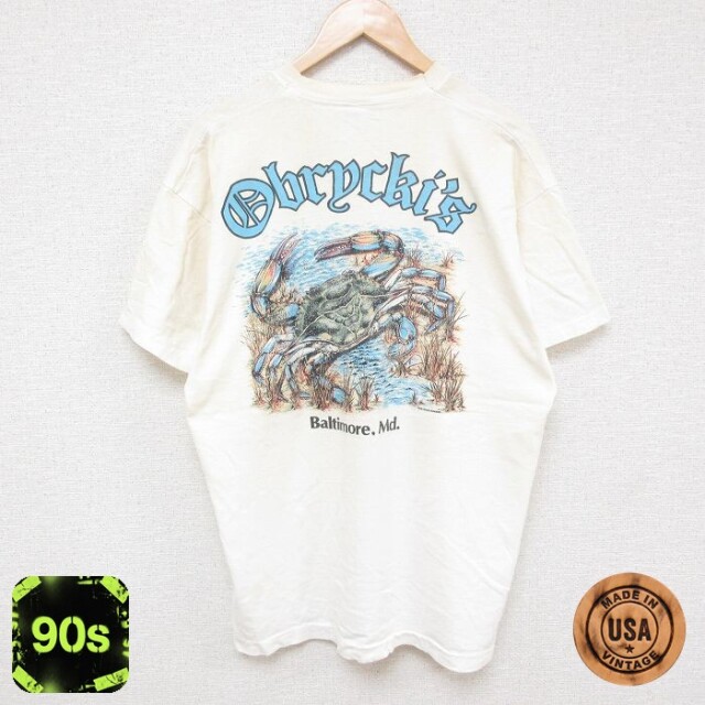 【50%OFF】フルーツオブザルーム 90s 半袖Tシャツ カニ ホワイト XL | 古着