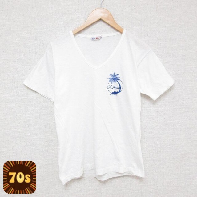 【50%OFF】70s 半袖Tシャツ ヤシの木 ホワイト S | 古着