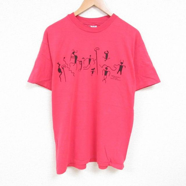 ヘインズ 90s 半袖Tシャツ 民族 レッド XL | 古着