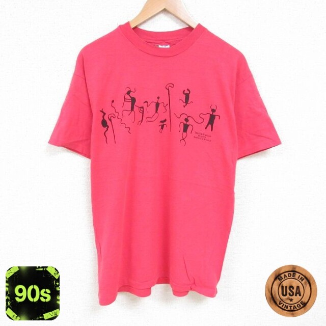 【50%OFF】ヘインズ 90s 半袖Tシャツ 民族 レッド XL | 古着