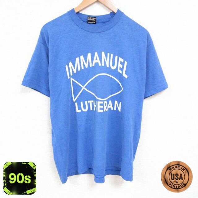 フルーツオブザルーム 90s 半袖Tシャツ IMMANUEL ブルー霜降り XL | 古着