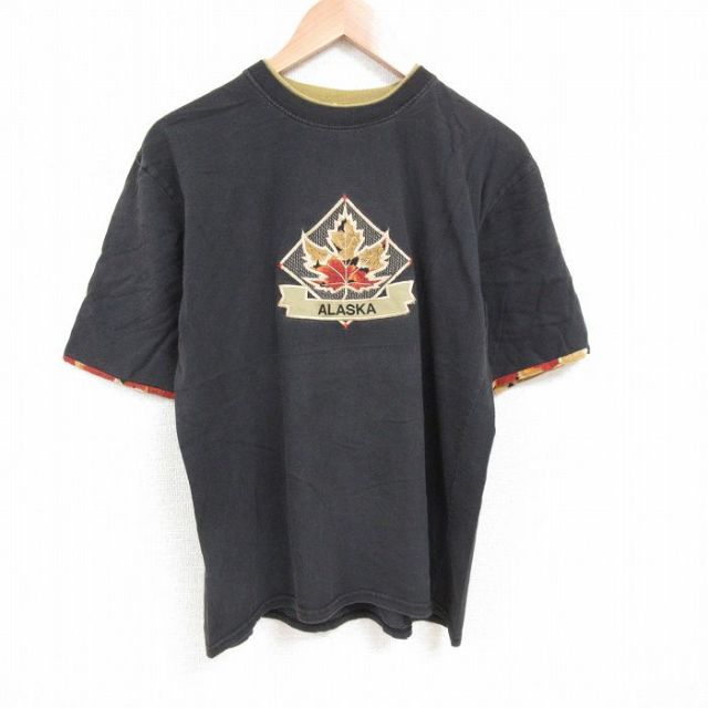90s 半袖Tシャツ アラスカ刺繍 ブラック L | 古着
