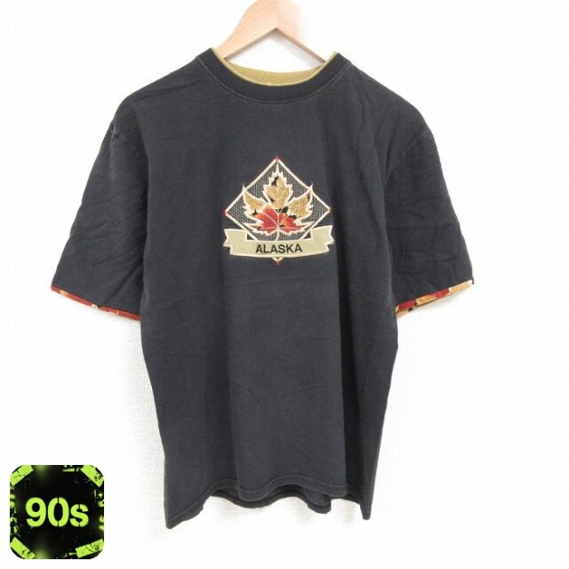 【50%OFF】90s 半袖Tシャツ アラスカ刺繍 ブラック L | 古着