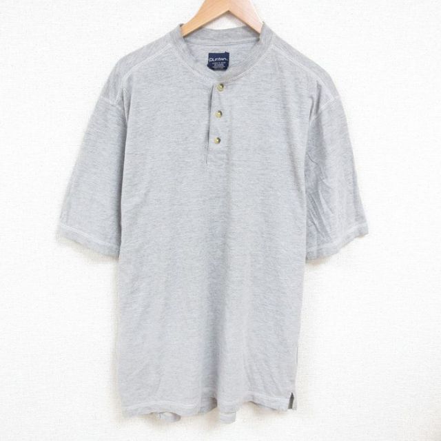 XL★古着 ピューリタン 半袖 ビンテージ Tシャツ メンズ 00年代 00s 無地 大きいサイズ ヘンリーネック グレー 霜降り 25jul08 中古