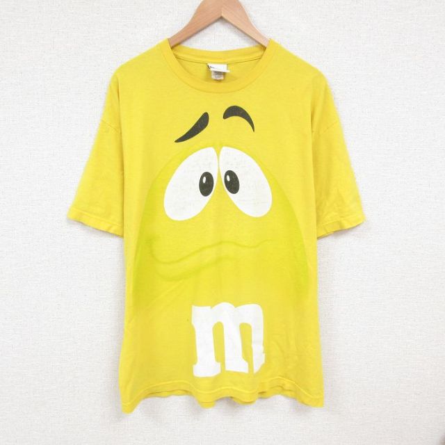 XL★古着 半袖 ビンテージ Tシャツ メンズ 00年代 00s m&ms 大きいサイズ コットン クルーネック 黄 イエロー 25jul09 中古