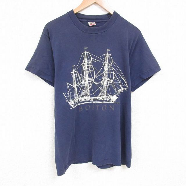 フルーツオブザルーム 90s 半袖Tシャツ 船 ネイビー L | 古着