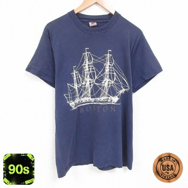 【50%OFF】フルーツオブザルーム 90s 半袖Tシャツ 船 ネイビー L | 古着