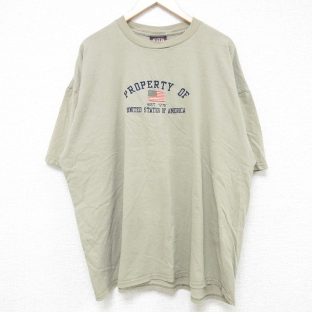 00s 半袖Tシャツ 星条旗刺繍 ベージュ XL | 古着