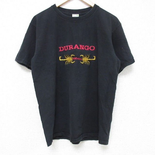 L★古着 半袖 ビンテージ Tシャツ メンズ 00年代 00s サソリ 刺繍 コットン クルーネック 黒 ブラック 25jul10 中古