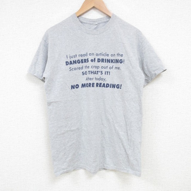 M★古着 半袖 ビンテージ Tシャツ メンズ 00年代 00s メッセージ クルーネック グレー 霜降り 25jul10 中古