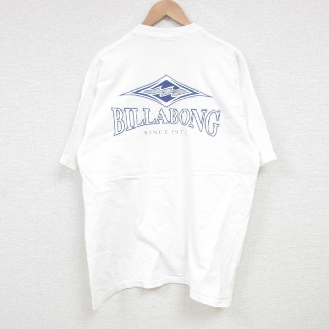 XL★古着 ビラボン BILLABONG 半袖 ビンテージ Tシャツ メンズ 90年代 90s ビッグロゴ コットン クルーネック USA製 白 ホワイト 【spe】 25jul10 中古