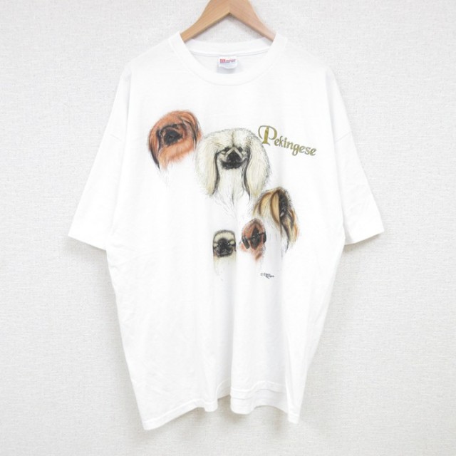 XL★古着 ヘインズ Hanes 半袖 ビンテージ Tシャツ メンズ 00年代 00s ペキニーズ 大きいサイズ クルーネック 白 ホワイト 【spe】 25jul10 中古