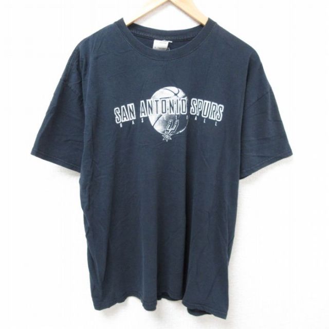 XL★古着 半袖 ビンテージ Tシャツ メンズ 00年代 00s NBA サンアントニオスパーズ 大きいサイズ コットン クルーネック 黒 ブラック バスケットボール 25jul10 中古