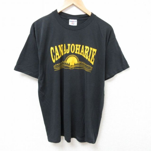 XL★古着 ジャージーズ 半袖 ビンテージ Tシャツ メンズ 00年代 00s CANA クルーネック 黒 ブラック 25jul10 中古
