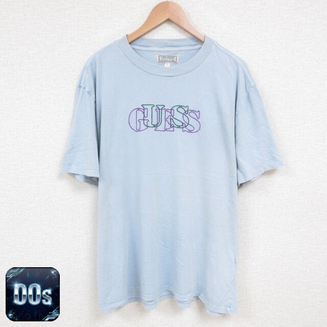 【50%OFF】ゲス 00s 半袖Tシャツ ビッグロゴ ネイビー XL | 古着