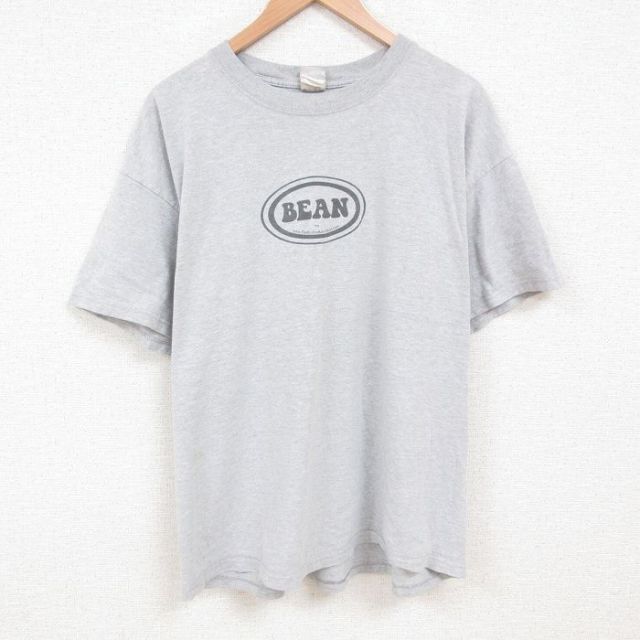 【50%OFF】XL★古着 ヘインズ Hanes 半袖 ビンテージ Tシャツ メンズ 00年代 00s BEAN 大きいサイズ クルーネック グレー 霜降り 25jul12 中古
