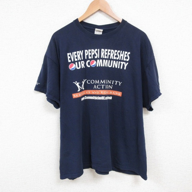 【50%OFF】XL★古着 フルーツオブザルーム 半袖 ビンテージ Tシャツ メンズ 00年代 00s ペプシ 大きいサイズ コットン クルーネック 紺 ネイビー 25jul16 中古