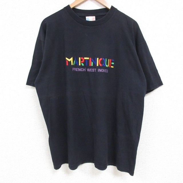 00s 半袖Tシャツ フレンチ刺繍 ブラック XL | 古着