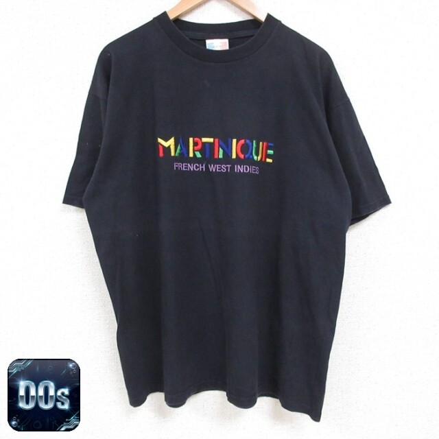 【50%OFF】00s 半袖Tシャツ フレンチ刺繍 ブラック XL | 古着
