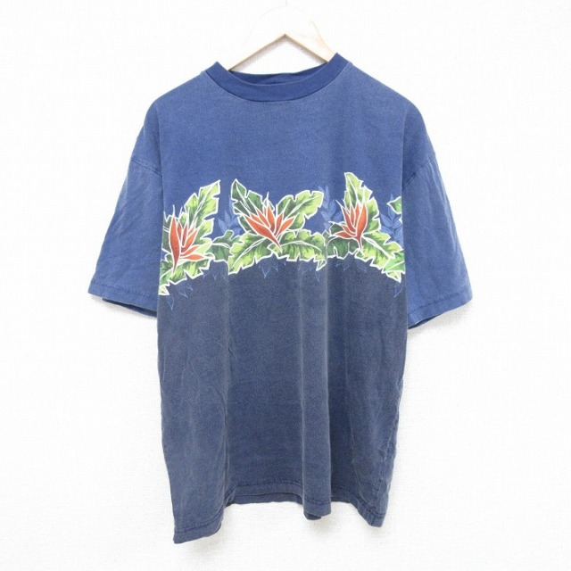 【50%OFF】ノーティカ 90s 半袖Tシャツ 花 ネイビー XL | 古着