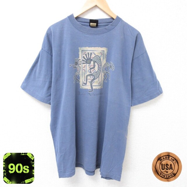 【50%OFF】90s 半袖Tシャツ ココペリ ネイビー XL | 古着