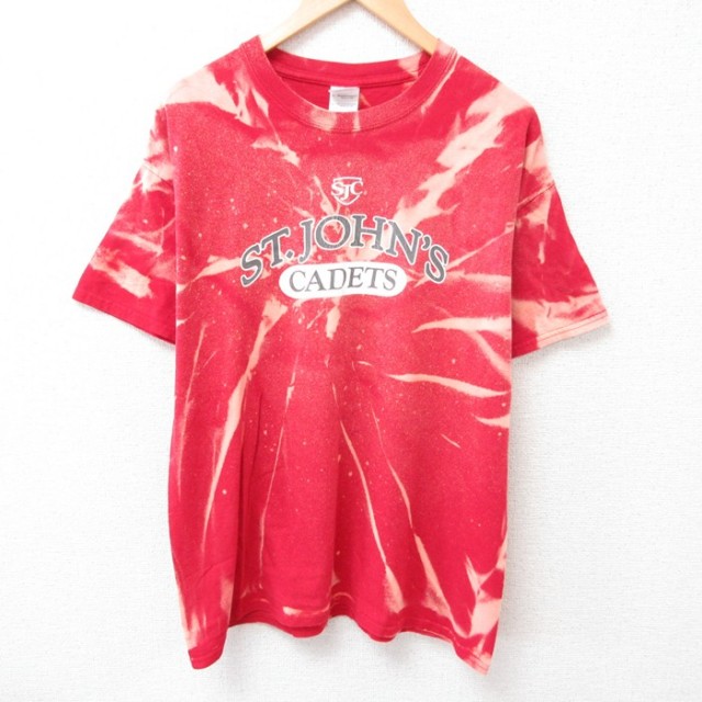 L★古着 半袖 ビンテージ Tシャツ メンズ 00年代 00s セントジョーンズ コットン クルーネック 赤 レッド タイダイ 25jul15 中古