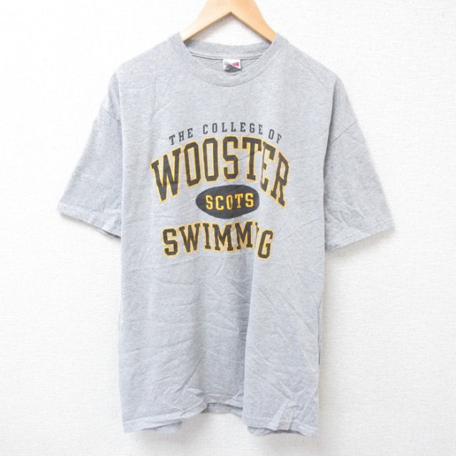 XL★古着 半袖 ビンテージ Tシャツ メンズ 00年代 00s スイミング クルーネック グレー 霜降り 25jul16 中古