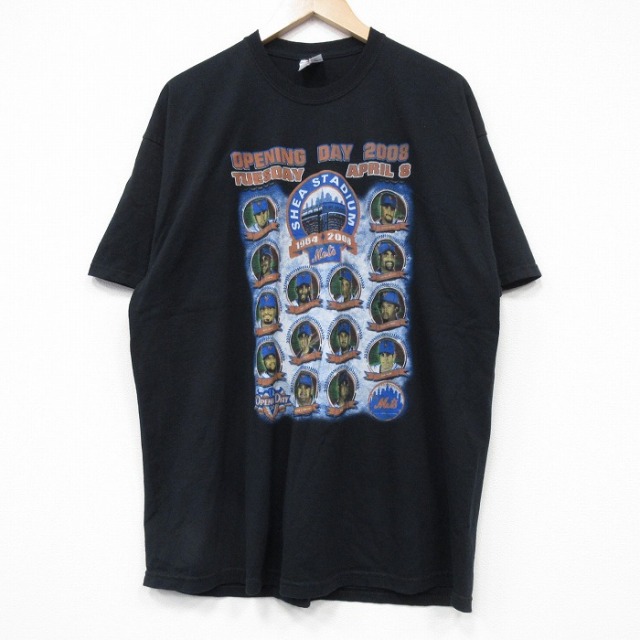 【50%OFF】XL★古着 ジャージーズ 半袖 ビンテージ Tシャツ メンズ 00年代 00s MLB ニューヨークメッツ 大きいサイズ クルーネック 黒 ブラック メジャーリーグ ベースボール 野球 25jul19 中古