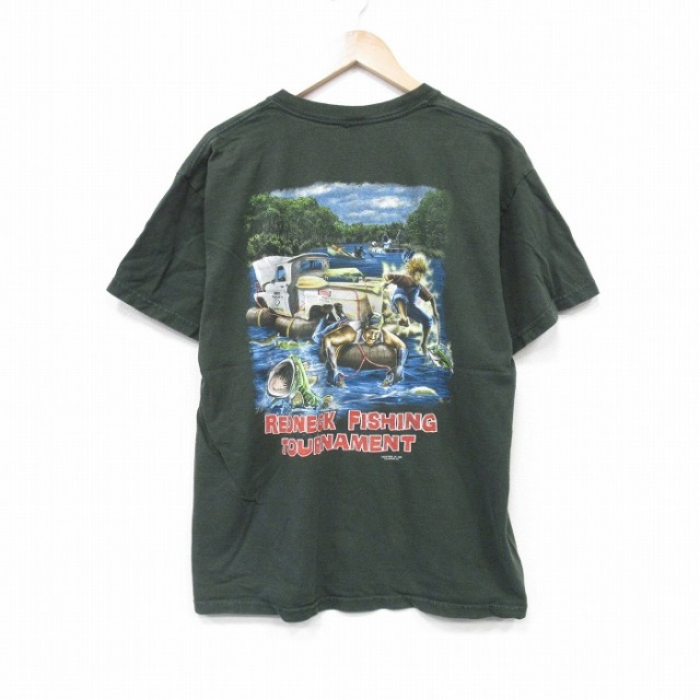 00s 半袖Tシャツ フィッシング グリーン XL | 古着