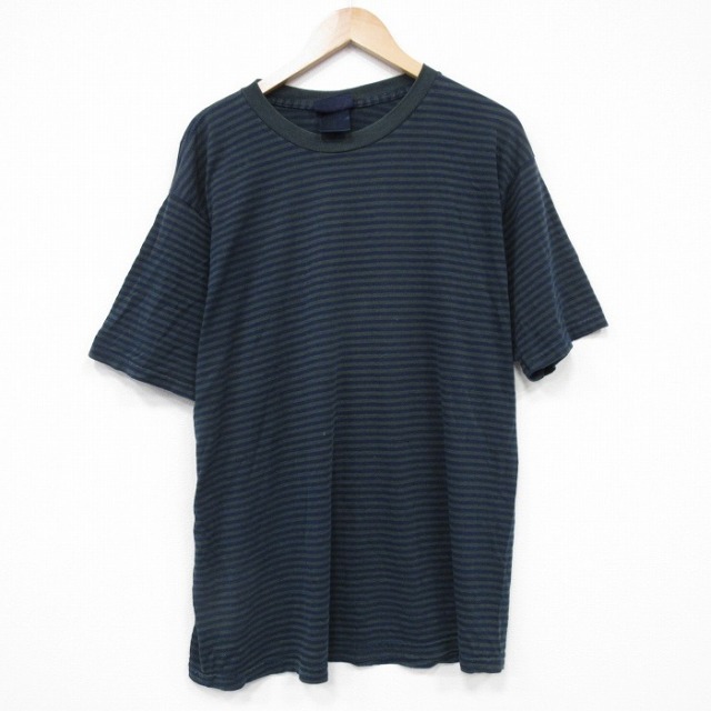 【50%OFF】XL★古着 ピューリタン 半袖 ビンテージ Tシャツ メンズ 00年代 00s 無地 大きいサイズ クルーネック 緑他 グリーン ボーダー 【spe】 25jul23 中古