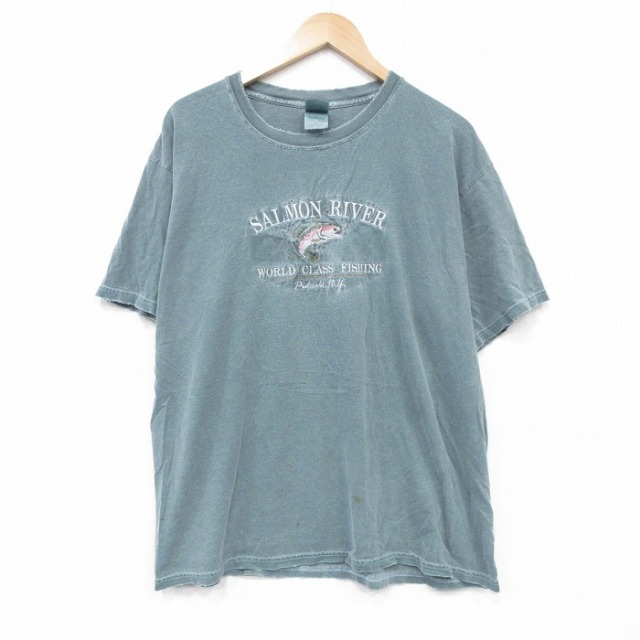 00s 半袖Tシャツ 刺繍 サーモン XL | 古着