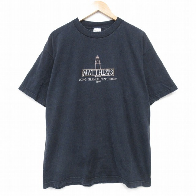 90s 半袖Tシャツ 灯台刺繍 ブラック XL | 古着