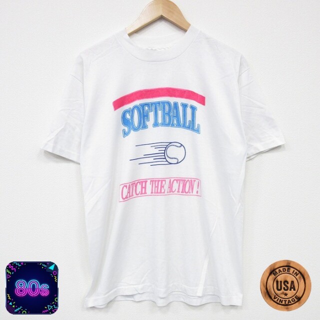 ヘインズ 80s 半袖Tシャツ ソフトボール ホワイト L | 古着