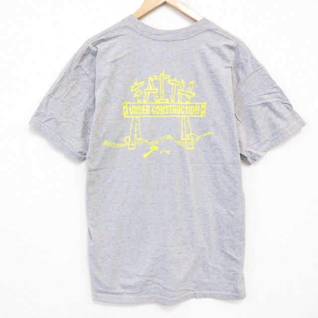 L★古着 半袖 ビンテージ Tシャツ メンズ 90年代 90s FAITH クルーネック グレー 霜降り 25aug08 中古