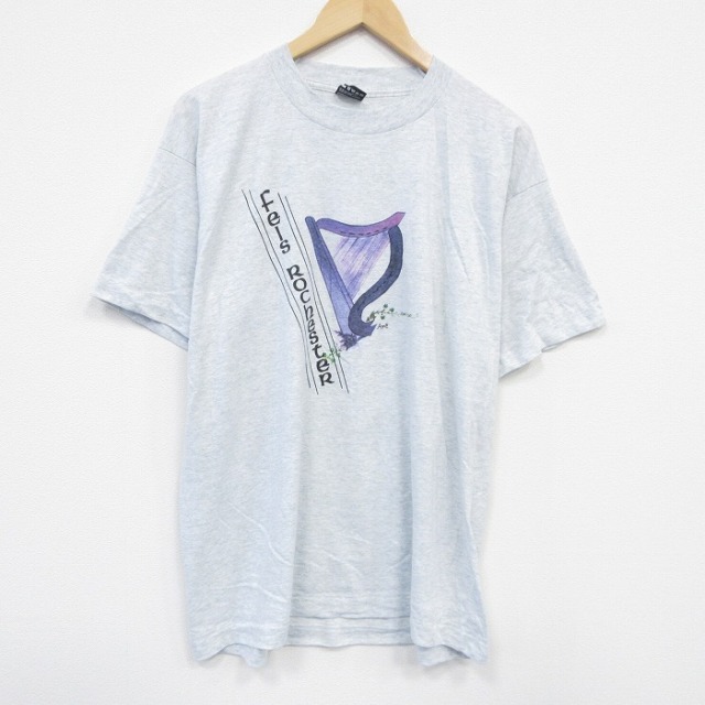 XL★古着 フルーツオブザルーム 半袖 ビンテージ Tシャツ メンズ 90年代 90s ハーブ クルーネック USA製 薄グレー 霜降り 25aug08 中古