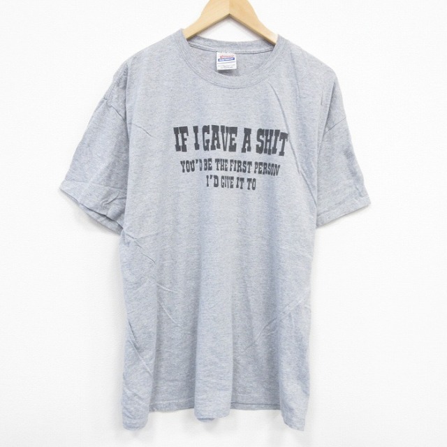 ヘインズ 00s 半袖Tシャツ メッセージ グレー XL | 古着
