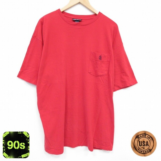 ノーティカ 90s 半袖Tシャツ ワンポイントロゴ レッド XL | 古着