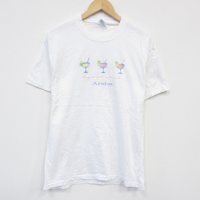 ヘインズ 00s 半袖Tシャツ カクテル刺繍 ホワイト M | 古着