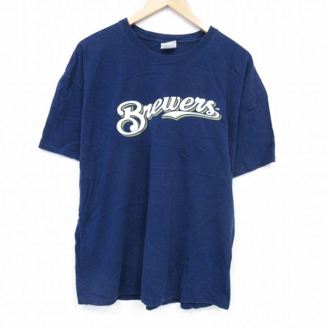 00s 半袖Tシャツ Brewers ネイビー XL | 古着