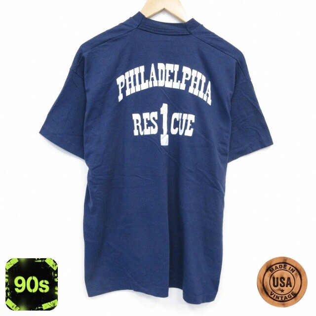 【50%OFF】フルーツオブザルーム 90s 半袖Tシャツ フィラデルフィア ネイビー XL | 古着