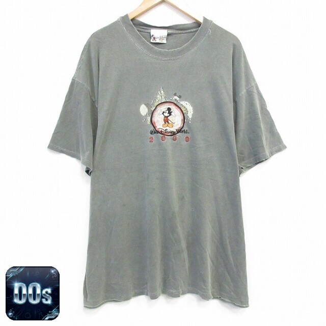 ディズニー 00s 半袖Tシャツ ミッキーマウス刺繍 グリーン XL | 古着