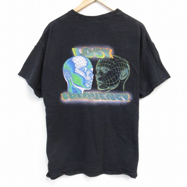 XL★古着 半袖 ビンテージ Tシャツ メンズ 90年代 90s LOST クルーネック USA製 黒 ブラック 25aug09 中古