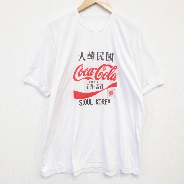 【50%OFF】XL★古着 半袖 ビンテージ Tシャツ メンズ 90年代 90s 韓国 コカコーラ クルーネック 白 ホワイト 【spe】 25aug09 中古