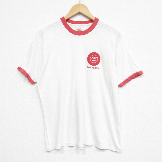 M★古着 半袖 ビンテージ Tシャツ メンズ 80年代 80s ウエスト クルーネック 白 ホワイト リンガー 25aug12 中古