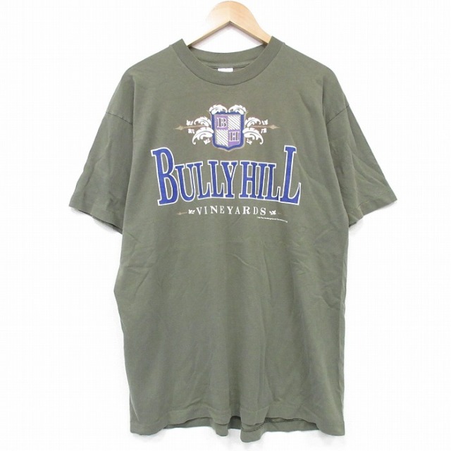 XL★古着 フルーツオブザルーム 半袖 ビンテージ Tシャツ メンズ 90年代 90s BULLY 大きいサイズ コットン クルーネック USA製 緑 グリーン 25aug12 中古
