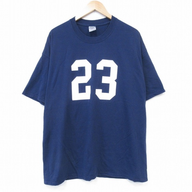 XL★古着 ジャージーズ 半袖 ビンテージ Tシャツ メンズ 00年代 00s 23 大きいサイズ クルーネック 紺 ネイビー 25aug12 中古