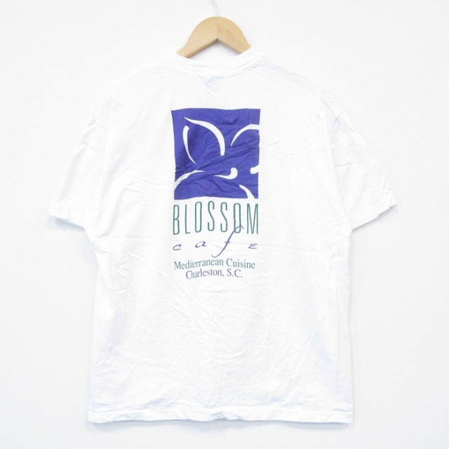 XL★古着 ヘインズ Hanes 半袖 ビンテージ Tシャツ メンズ 90年代 90s 花 コットン クルーネック USA製 白 ホワイト 25aug13 中古