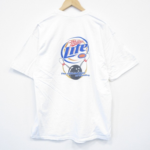 XL★古着 フルーツオブザルーム 半袖 ビンテージ Tシャツ メンズ 00年代 00s ミラーライト ボウリング コットン クルーネック 白 ホワイト 25aug13 中古