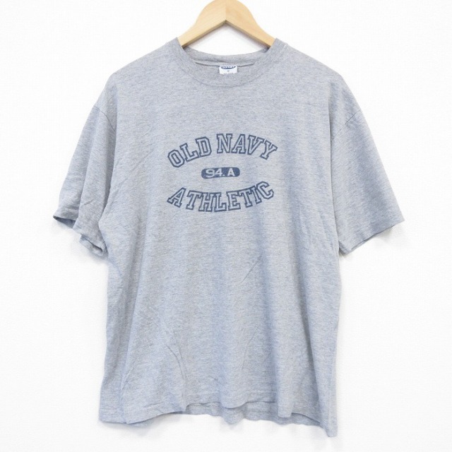 【20%OFF】XL★古着 オールドネイビー 半袖 ビンテージ Tシャツ メンズ 00年代 00s ビッグロゴ クルーネック USA製 グレー 霜降り 25aug13 中古